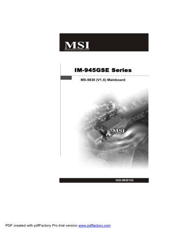 MSI IM-945GSE SERIES MS-9830 User`s manual MSI IM-945GSE SERIES MS-9830 User`s manual