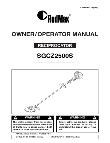 RedMax SGCZ2500S Trimmer Operator Manual | Manualzz