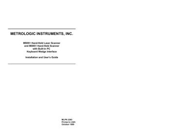 User's Guide | Metrologic Hand-Held Scanner User`s guide | Manualzz User's Guide | Metrologic Hand-Held Scanner User`s guide | Manualzz