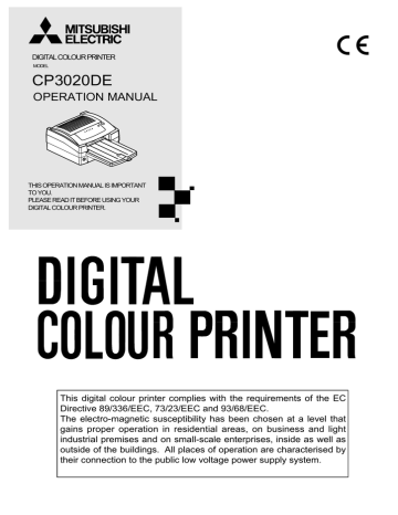 Mitsubishi Electric CP3020DE Operation Manual | Manualzz Mitsubishi Electric CP3020DE Operation Manual | Manualzz