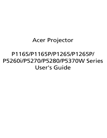 Acer P1265P User`s guide | Manualzz