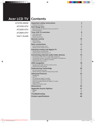 Acer AT3205-DTV User`s guide Acer AT3205-DTV User`s guide