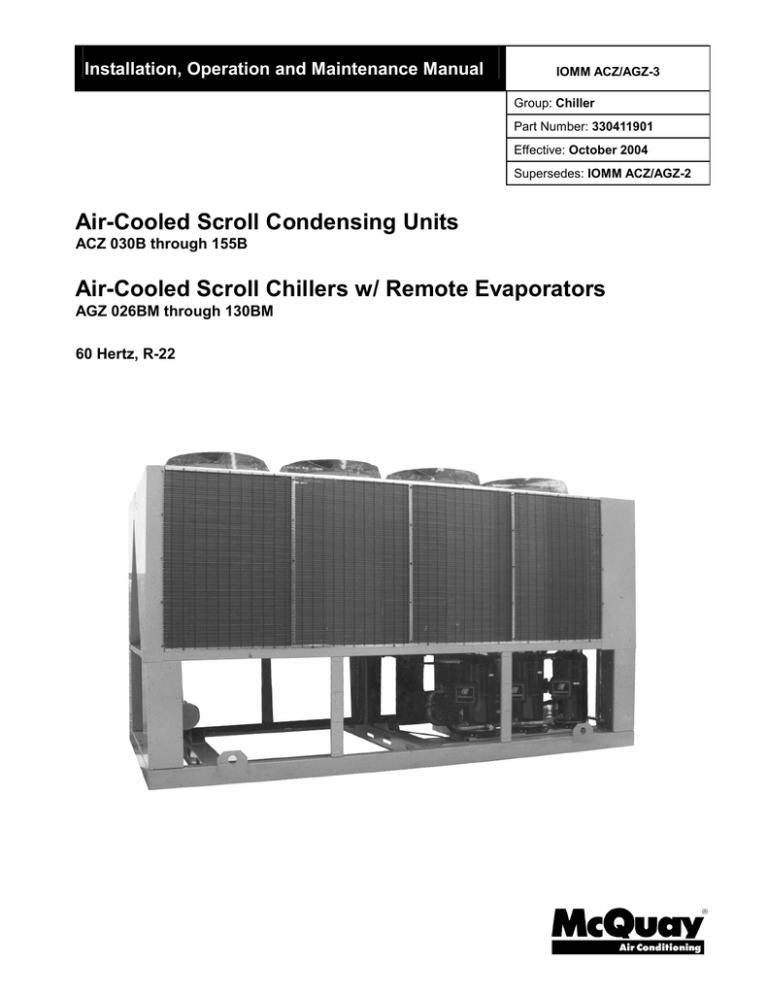 McQuay ACZ 055A Unit installation McQuay ACZ 055A Unit installation