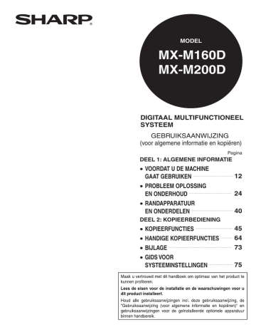 Sharp MX-M160D User manual Sharp MX-M160D User manual