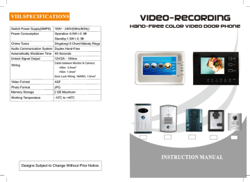 Video r VDP-C33DVR Specifications | Manualzz Video r VDP-C33DVR Specifications | Manualzz