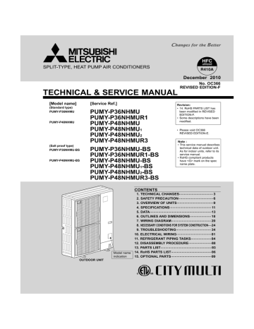 Mitsubishi Electric City Multi Pumy P Nhmu Bs Technical Service