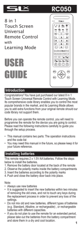 Radio Shack 6-IN-ONE TOUCHSCREEN REMOTE User guide Radio Shack 6-IN-ONE TOUCHSCREEN REMOTE User guide