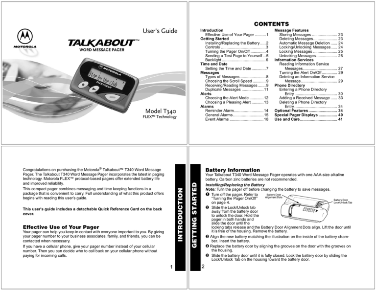 Motorola T340 User`s guide Motorola T340 User`s guide