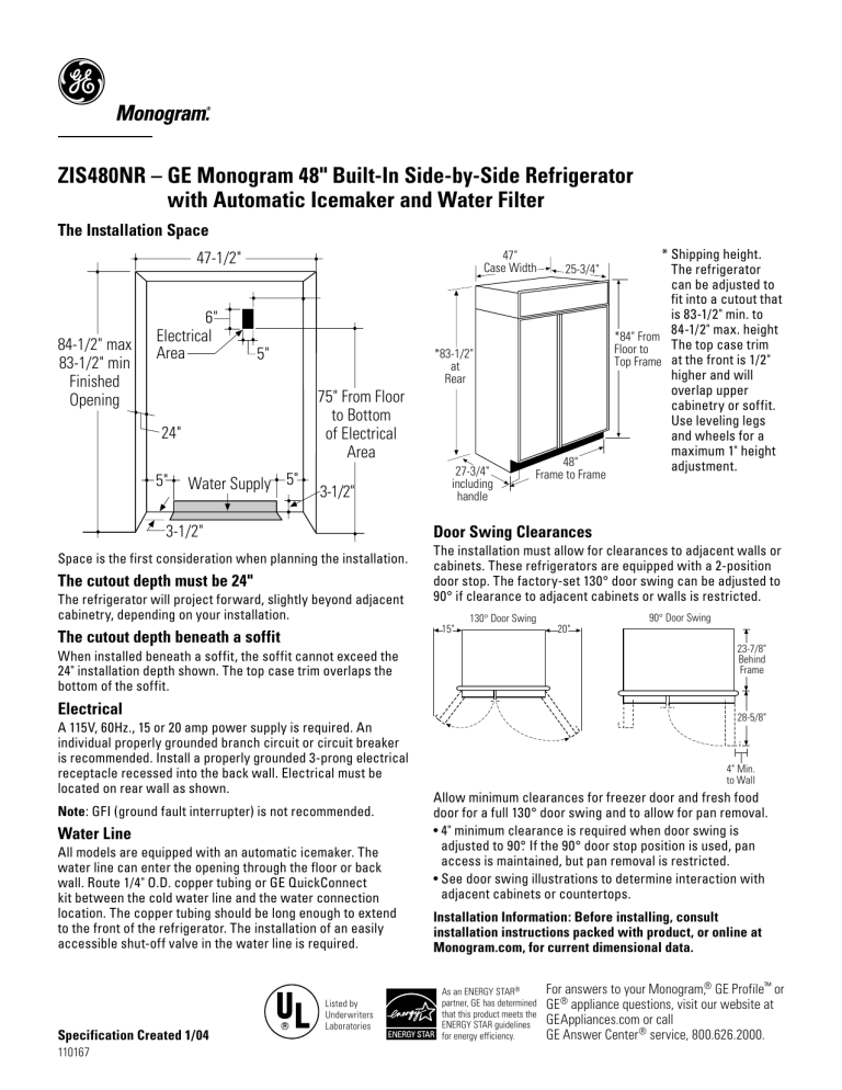 Monogram ZISB480D User manual Monogram ZISB480D User manual