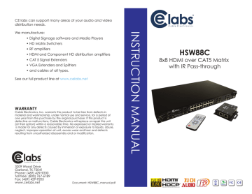 Cable Electronics CELABS HSW88C Instruction manual Cable Electronics CELABS HSW88C Instruction manual