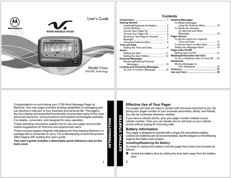 Motorola V700 POSAG Operating instructions Motorola V700 POSAG Operating instructions