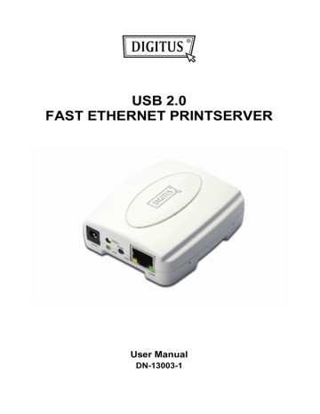 Digitus DN-13003-1 Fast Ethernet Print Server, USB 2.0 User manual | Manualzz