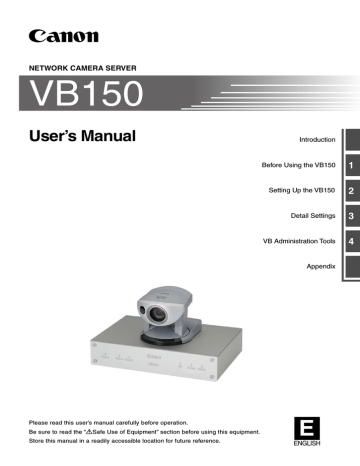 Canon VB150 User`s manual Canon VB150 User`s manual