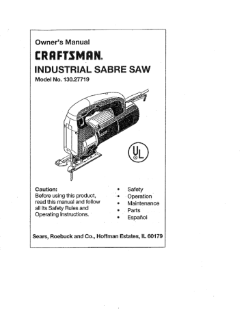 Owner's manual | Craftsman 130.27719 Owner`s manual | Manualzz