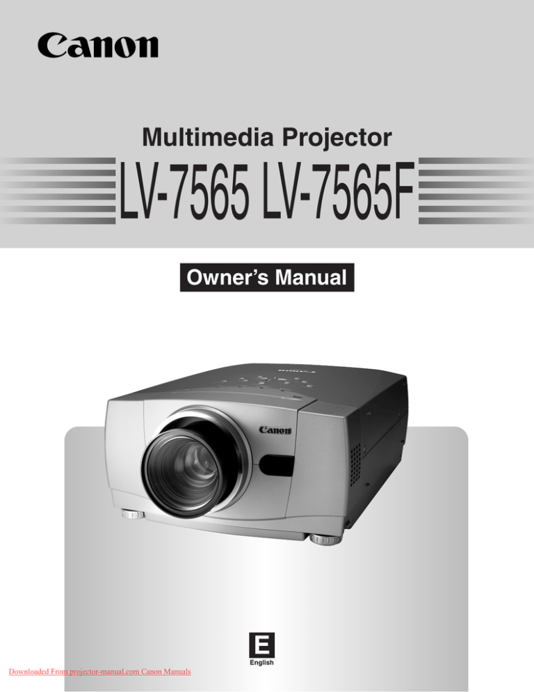 Canon LV-7565 Owner`s manual Canon LV-7565 Owner`s manual