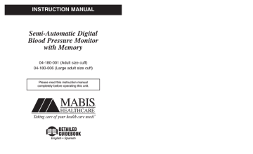 MABIS Semi-Automatic Blood Pressure Monitor Instruction manual | Manualzz