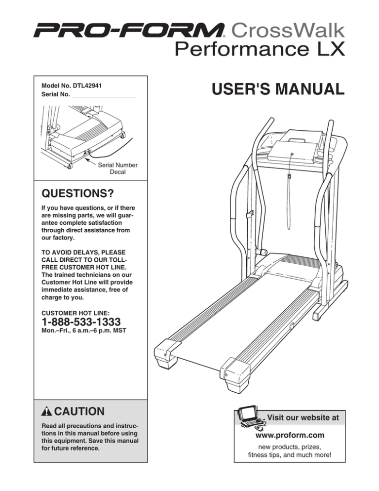 ProForm DTL42941 User`s manual ProForm DTL42941 User`s manual