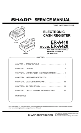 Sharp ER-A420 Service manual Sharp ER-A420 Service manual