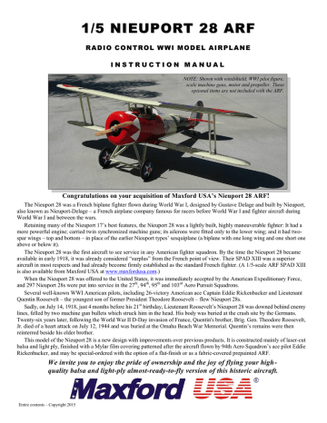 Maxford USA RC Model Nieuport 28 Instruction manual | Manualzz Maxford USA RC Model Nieuport 28 Instruction manual | Manualzz