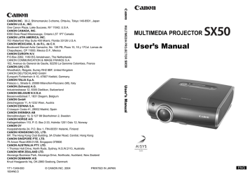 Canon Projectors User`s manual Canon Projectors User`s manual