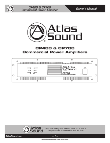 Owner's manual | Atlas CP700 Owner`s manual | Manualzz