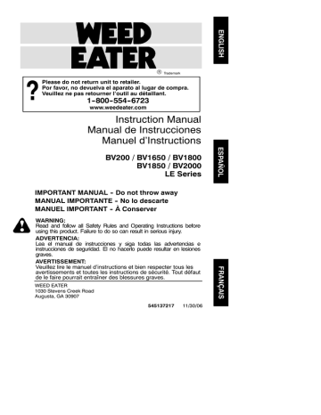 Weed Eater WEB 200 Instruction manual Weed Eater WEB 200 Instruction manual