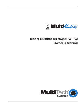 Multi-Tech Systems MT5634ZPW-PCI Network Card Owner`s manual | Manualzz