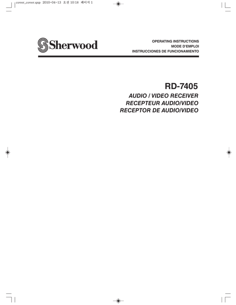 Sherwood RD-7405HDR Operating instructions Sherwood RD-7405HDR Operating instructions