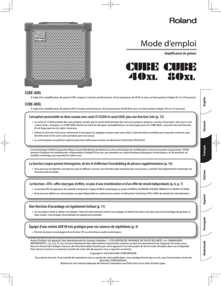 Roland CUBE 80XL User manual Roland CUBE 80XL User manual
