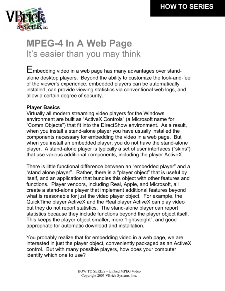 VBrick Systems MPEG-4 User manual VBrick Systems MPEG-4 User manual