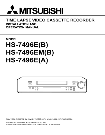 Mitsubishi HS-7496E Instruction manual Mitsubishi HS-7496E Instruction manual
