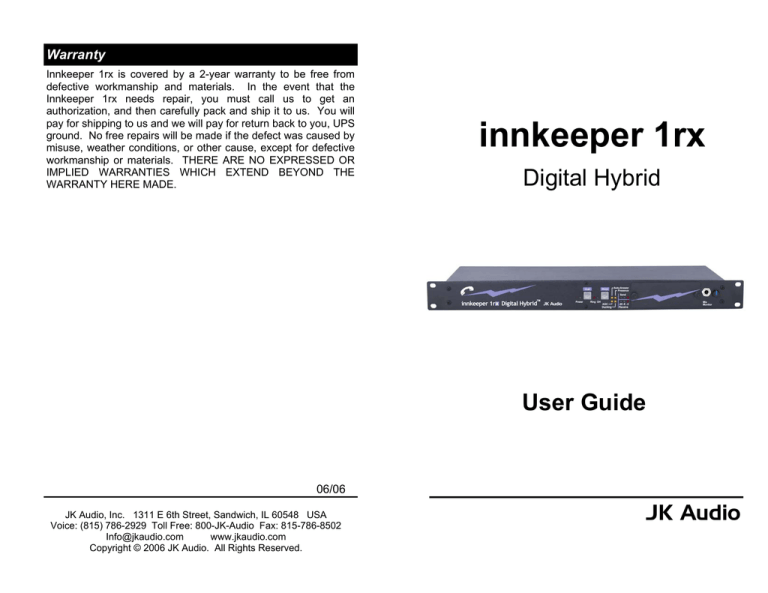 Audio Authority 1311 User guide Audio Authority 1311 User guide