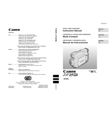 Canon ZR25MC Instruction manual Canon ZR25MC Instruction manual