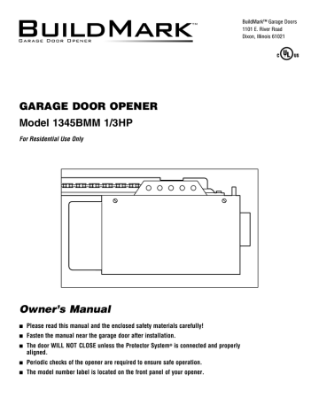 Owner's manual | BuildMark 1345BMM 1/3HP Owner`s manual | Manualzz