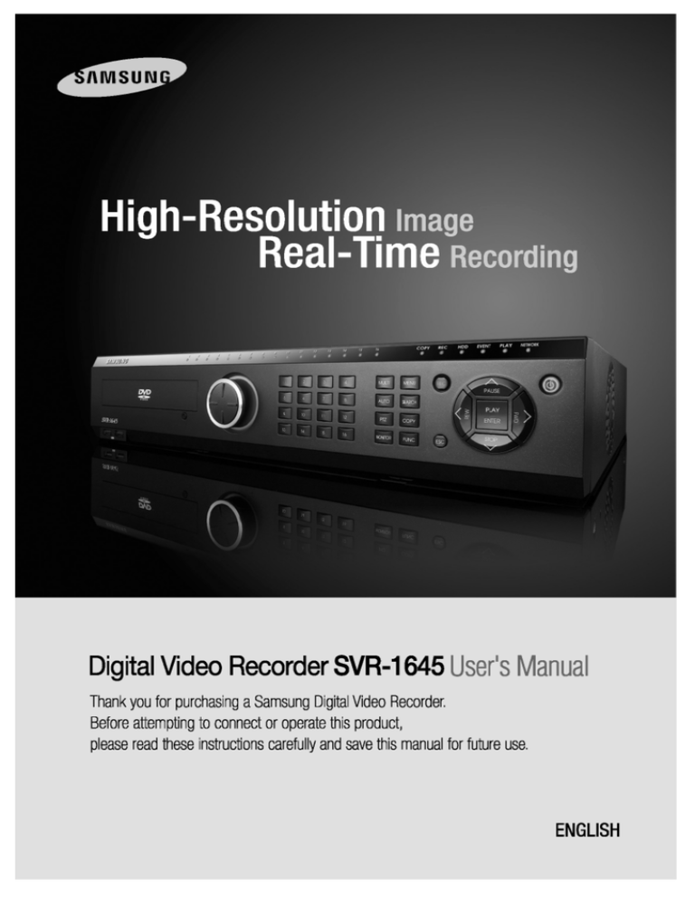 Samsung SVR-1645 User guide Samsung SVR-1645 User guide