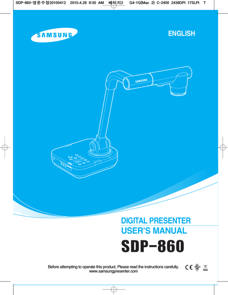 Samsung SDP-860 User`s manual Samsung SDP-860 User`s manual