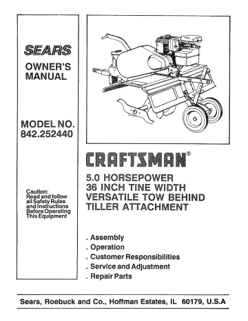 Craftsman 842.252440 Owner`s manual Craftsman 842.252440 Owner`s manual