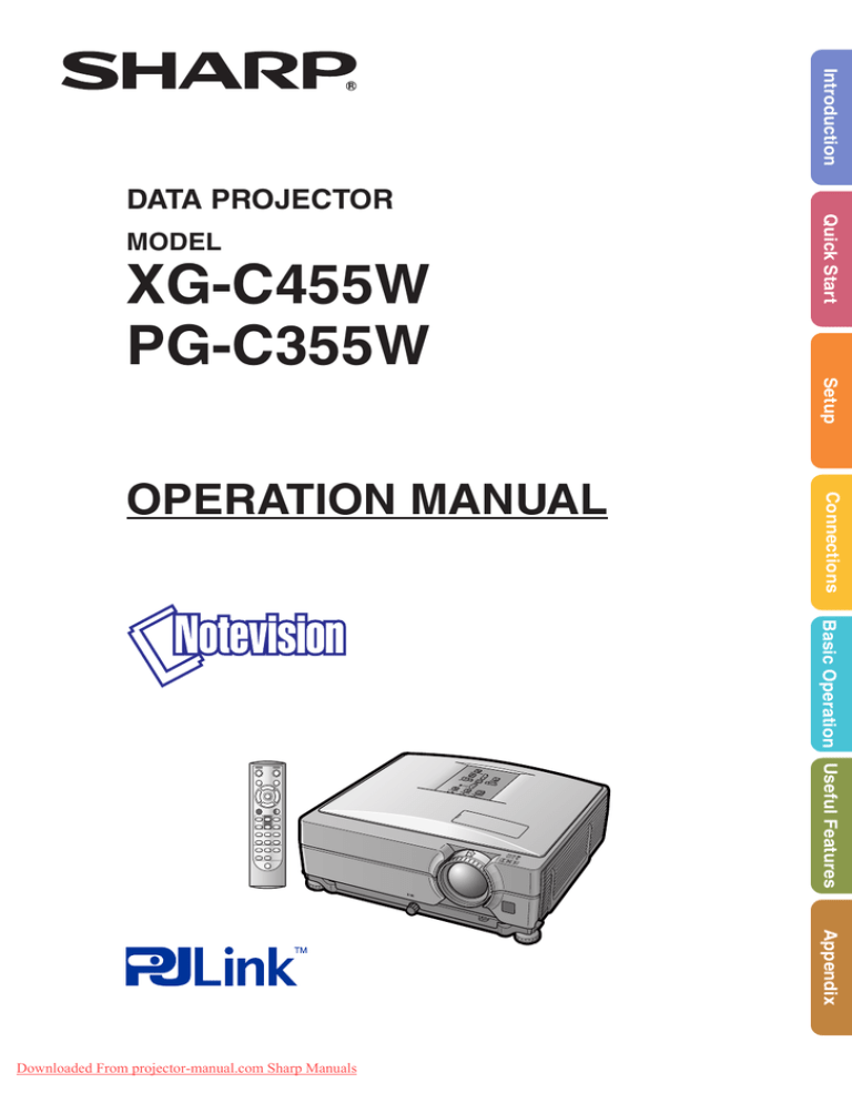 Sharp XG-C455W Operating instructions Sharp XG-C455W Operating instructions