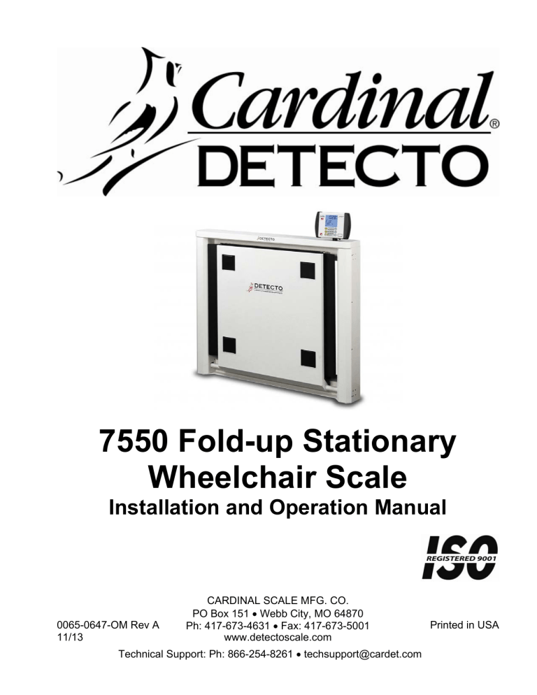 Cardinal 7550 User manual Cardinal 7550 User manual