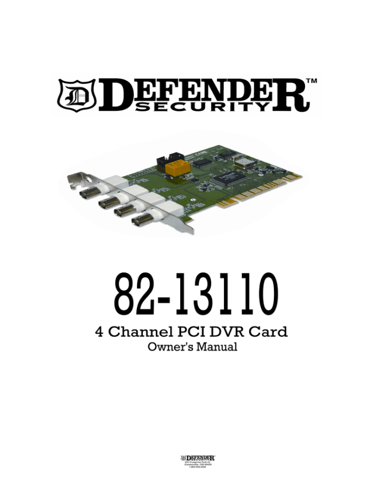 Defender Security 82-13110 Owner`s manual Defender Security 82-13110 Owner`s manual