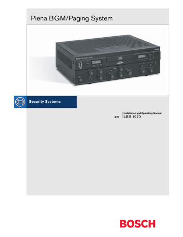 Bosch Plena BGM Source Operating instructions Bosch Plena BGM Source Operating instructions