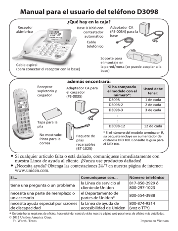 Uniden D3098 Series El Manual Del Propietario Manualzz