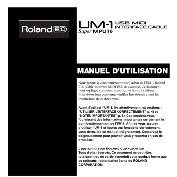 Roland UM-1 Manuel du propriétaire | Manualzz Roland UM-1 Manuel du propriétaire | Manualzz