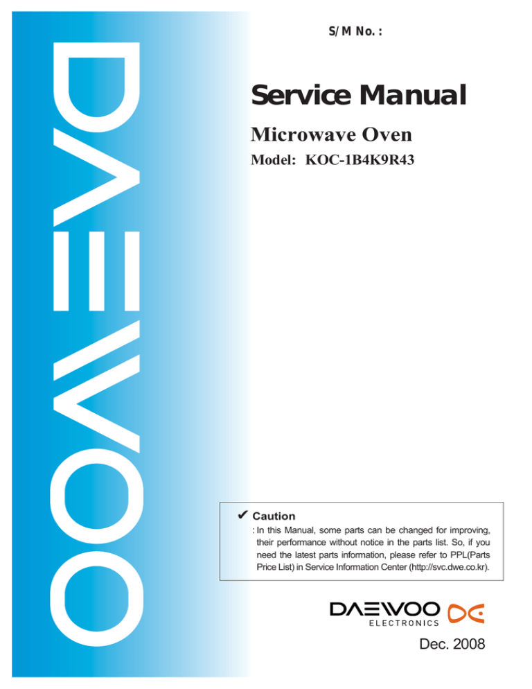 Daewoo KOC-1B4K9SA1 Service manual Daewoo KOC-1B4K9SA1 Service manual