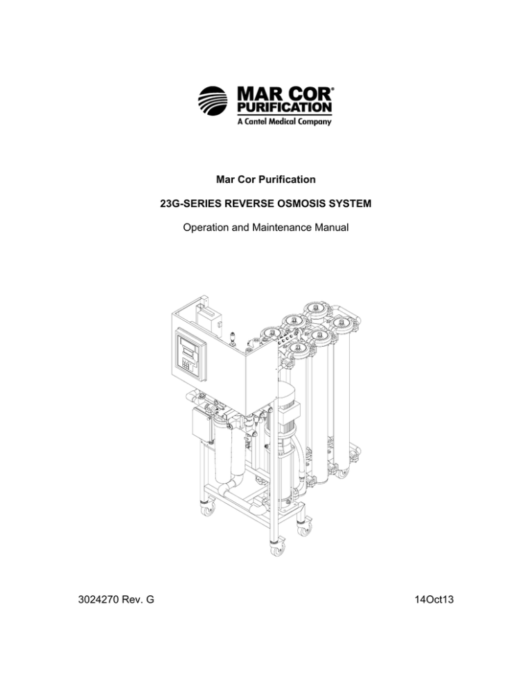 Mar Cor Purification 23G-SERIES Specifications Mar Cor Purification 23G-SERIES Specifications