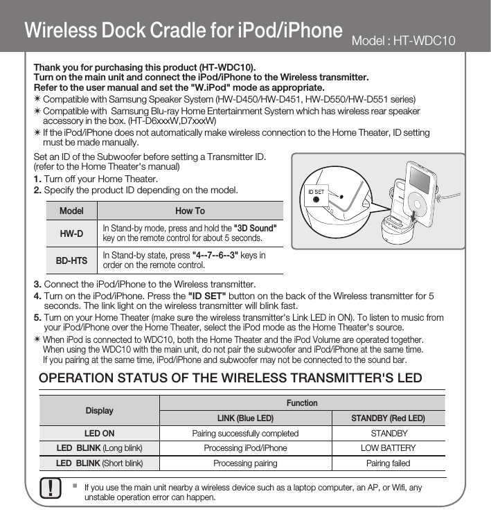 Samsung HT-WDC10 User manual Samsung HT-WDC10 User manual