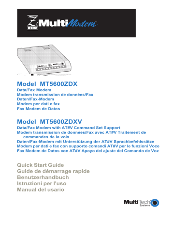 Multitech | User manual | Model MT5600ZDX Model MT5600ZDXV | Manualzz