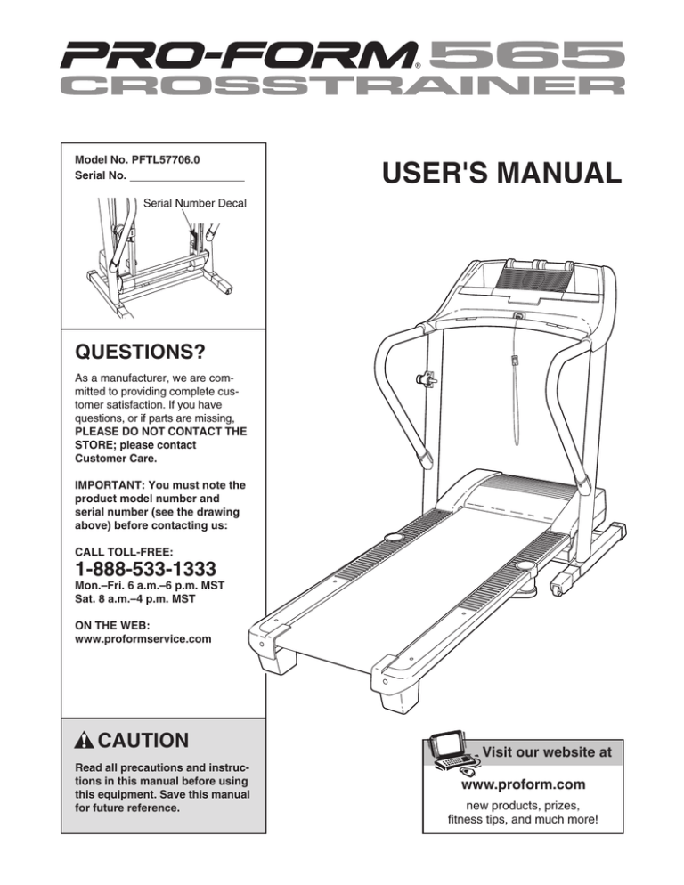ProForm PFBE19610.3 User`s manual ProForm PFBE19610.3 User`s manual