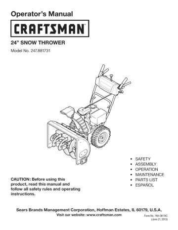 Craftsman 247.881731 Operator`s manual | Manualzz