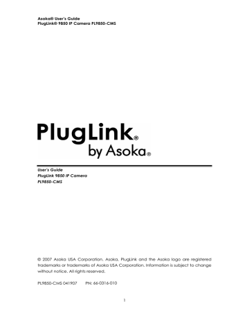 Asoka PlugLink PL9850-CMS User`s guide | Manualzz